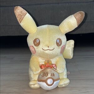 Pikachu 30th Anniversary Gold Plush Toy Pokemon Center Exclusive